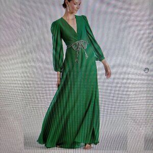 Sachin and Babi_size 10_Ramsey Gown_Malachite (emerald green)